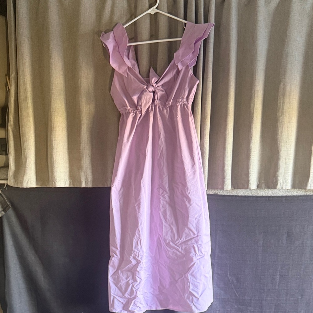 DREW Lilac/Purple Ruffle Sleeve Long Dress S